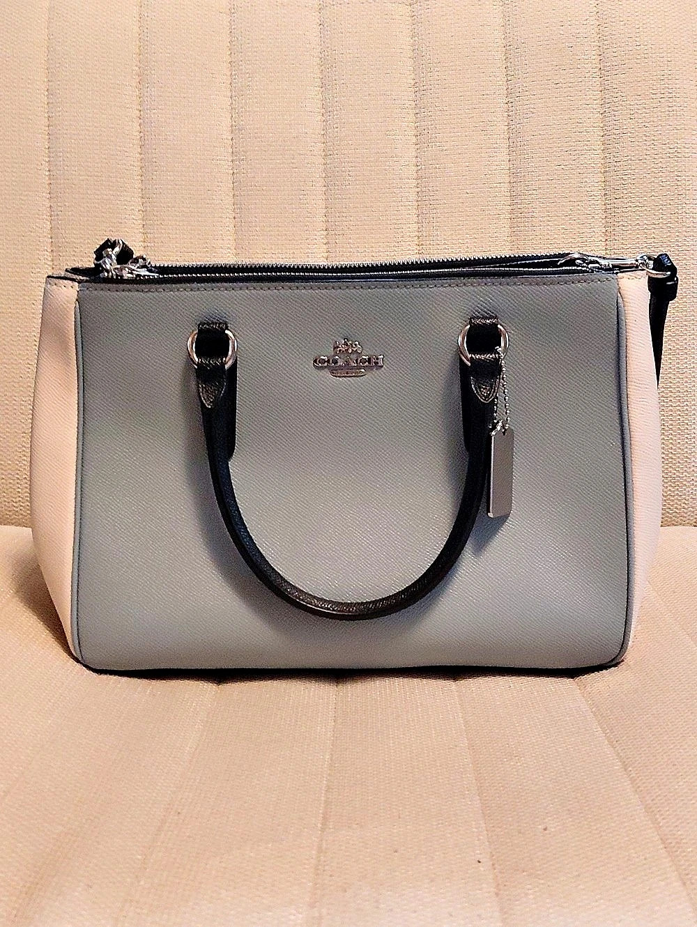Coach Colorblock Surrey Carryall Light Blue & White Satchel